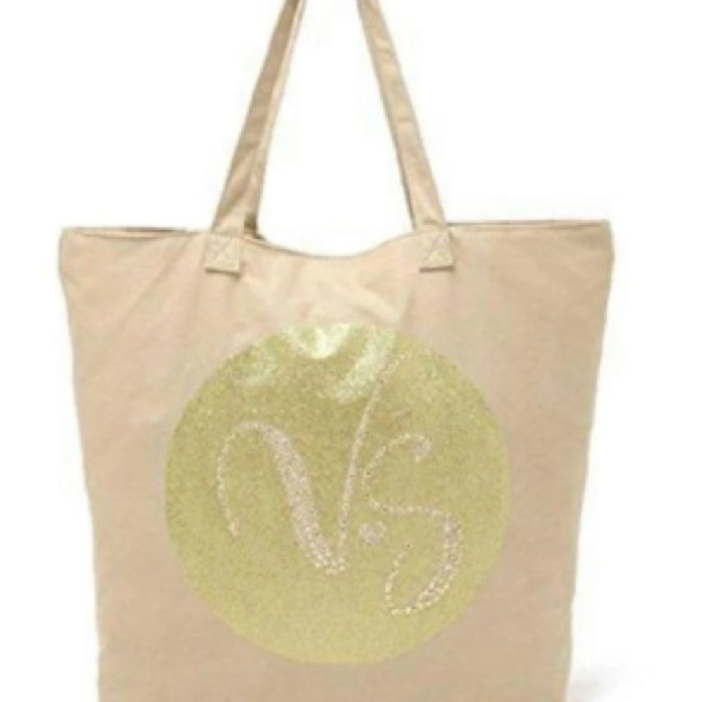 Victoria's Secret Gold and Tan Studded Tote Bag NWT